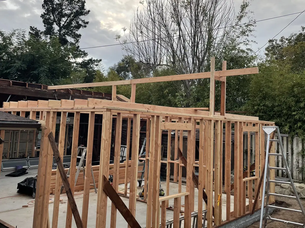 Framing for a new addition going up